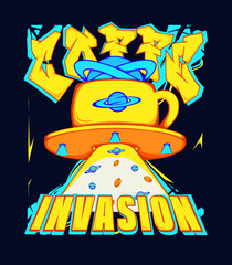 coffe invasion for tshirt printing, streetwear, poster