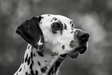Curious Dalmatian with distinctive spots and alert expression, ideal for classic and timeless designs