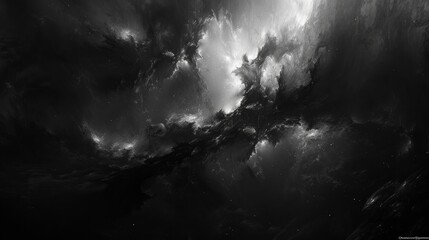 A black and white photo of a starry sky with a dark cloud
