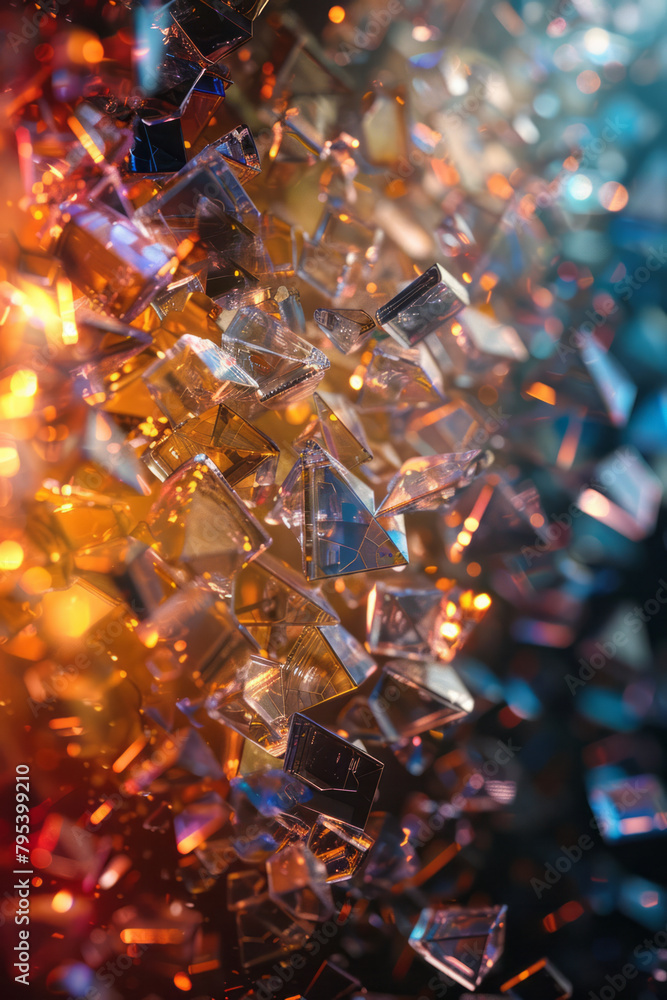Poster a pattern of nanostructures, their atomic arrangements providing a metallic, shimmering texture,