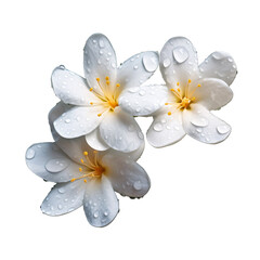 a group of white flowers with water droplets on them