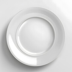 White plate top view mock up isolated on white background