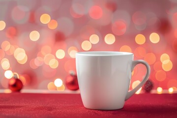 Cozy Winter Atmosphere with Warm Mug and Soft Bokeh Lights
