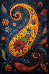 A series of interconnected paisley designs, flowing across the fabric of a digital tapestry,