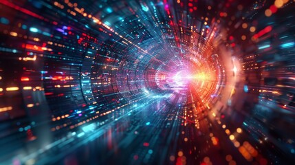 A glowing, futuristic tunnel of light.