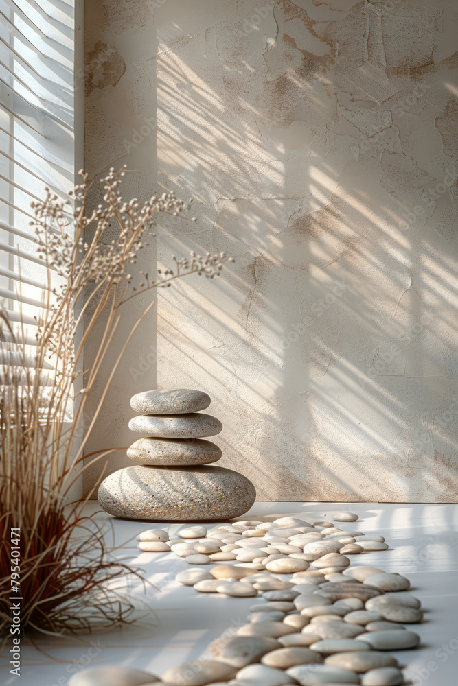 Poster a soft beige gradient, creating a tranquil and inviting space for relaxation and focus,