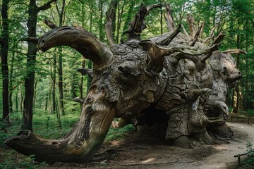 Obraz premium Giant sequoia forest - the largest trees on Earth in Sequoia National Park, California, USA. Beautiful simple AI generated image in 4K, unique.
