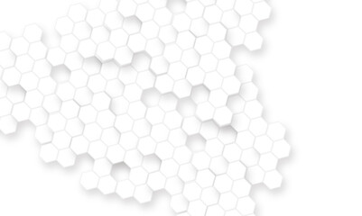 White seamless hexagon pattern background. Abstract hexagonal concept technology background. Vector Illustration