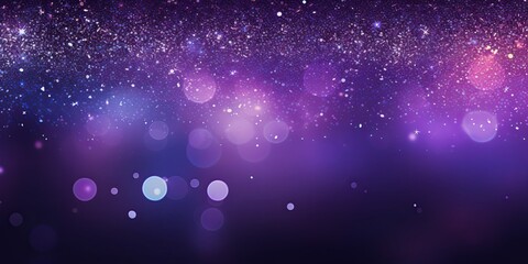 Lavender banner dark bokeh particles glitter awards dust gradient abstract background. Futuristic glittering in space on lavender background blank empty with copy space - obrazy, fototapety, plakaty