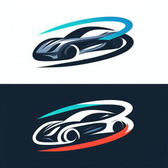 Two vibrant, contrasting illustrations of a futuristic, abstract car concept with sleek and dynamic forms