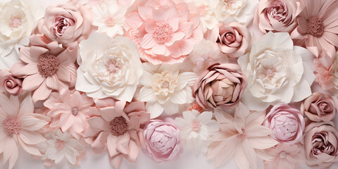 Soft blush pink and champagne-colored flowers creating an elegant seamless backdrop.