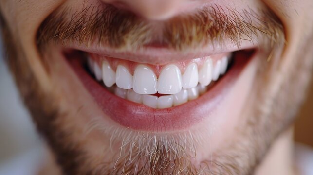 close-up, good-looking man showing white teeth