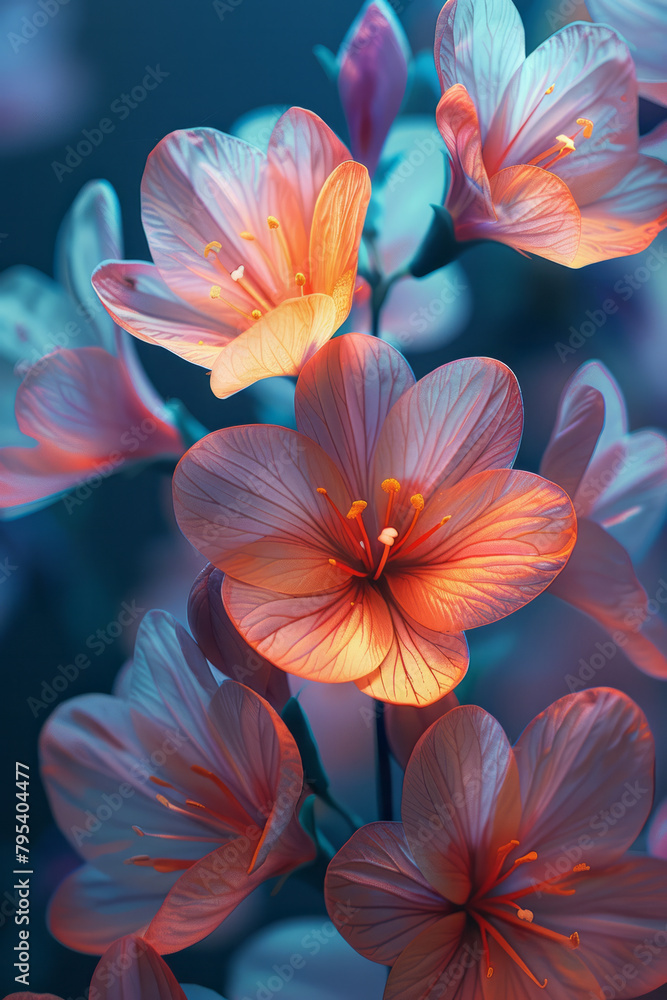 Poster an abstract floral pattern, with exaggerated forms and vibrant colors for a modern twist,