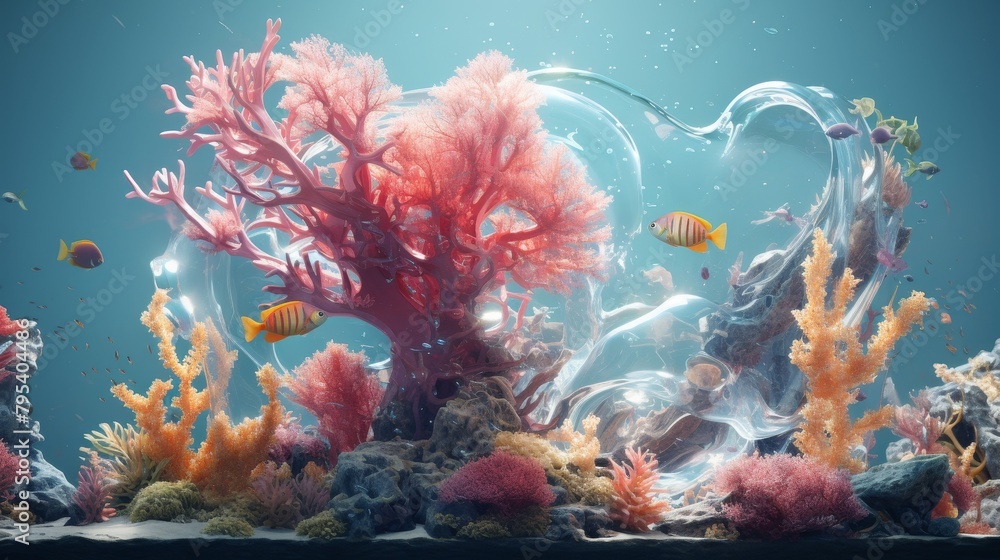 Fototapete craft a visually stunning blend of digital cg art and surreal underwater elements, manifesting a vis