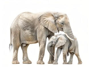 Fototapeta premium A large elephant stands next to a small elephant