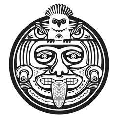 mayan aztec mask  - tattoo design