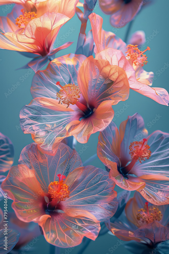 Poster an abstract floral pattern, with exaggerated forms and vibrant colors for a modern twist,