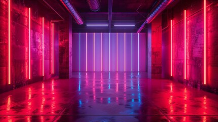 Neon Light Wall in Vibrant Pink and Purple