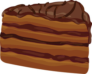 Chocolate cake slice icon cartoon vector. Bakery food. Tasty dessert