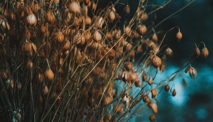 bunch of dried flax close up view sadness autumn melancholy depression concept