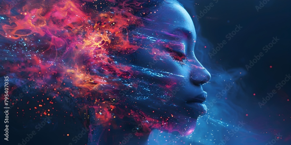 Wall mural cosmic explosion of digital energy in the boundless realms of the virtual universe