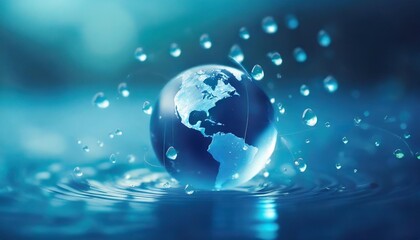 Fototapeta na wymiar blue water drops world telecommunications day and world information