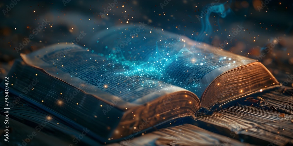 Poster enchanting cosmic tome an interactive of digital imagination and transformative possibility