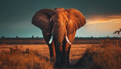 big elephant on the plains of the africa ai generated image - obrazy, fototapety, plakaty