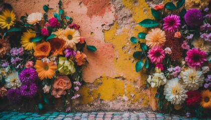 vibrant wall covered with flowers