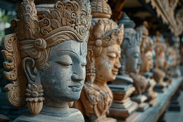 Fototapeta na wymiar A backdrop of Balinese carvings, each detail a testament to craft and tradition,
