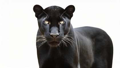 wild standing black panther isolated on a white or transparent background generative ai animal