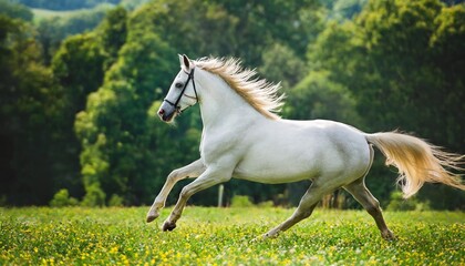 Obraz na płótnie Canvas white horse run gallop