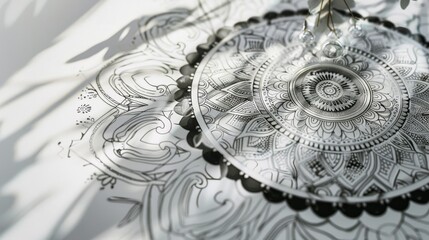 Elegant mandala artworks adding sophistication to a clean white surface