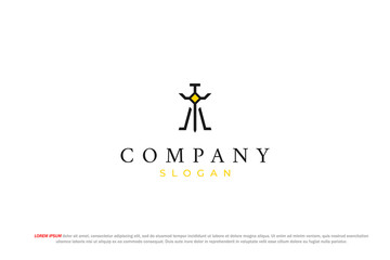 letter t a and sword minimal logo