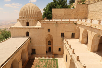 View into the inner courtyard of the Sultan Isa Medrese, Madrasa, Zinciriye Medrese, Mardin, Turkey