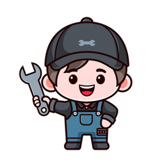 cute character mechanic with spanner