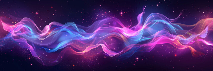 Abstract light wave Background ,aesthetic, colorful background with abstract shape glowing in ultraviolet spectrum, curvy neon lines, Futuristic	
