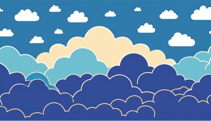 Clouds on blue sky banner. White cloud on blue sky in paper cut style. Clouds on transparent background. Vector paper clouds.White Cloud on blue sky paper cut design.