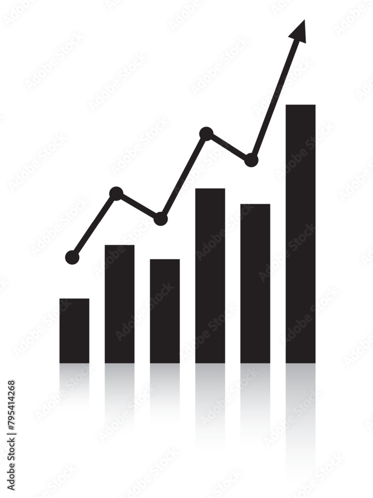 Poster graph with arrow and increase report. diagram with the progress of rise and success. vector
