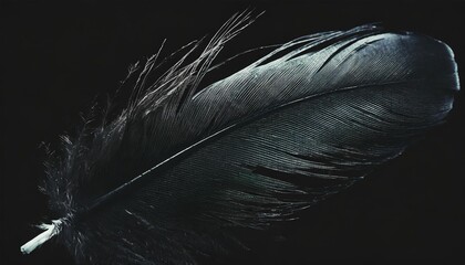 black feather isolated on transparent background cutout