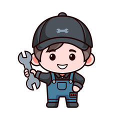 cartoon character mechanic with wrench