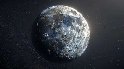 Moon: A 3D illustration of the moon during a partial lunar eclipse