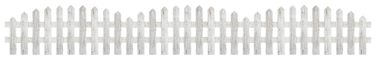 Fototapeta premium Wooden fence isolated on white. Enclosing structure