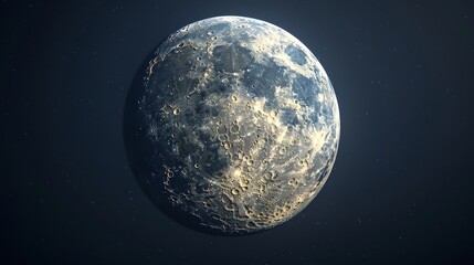Moon: A 3D model of the moon in its crescent phase, showing a sliver