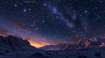 Night Sky: A 3D illustration capturing the essence of the night sky