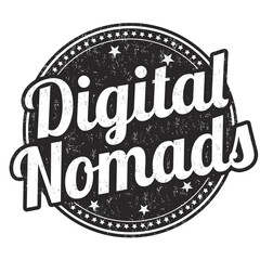 Digital nomads grunge rubber stamp - obrazy, fototapety, plakaty