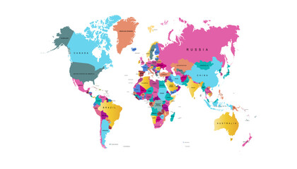 World map. Modern color vector map. Silhouette map	