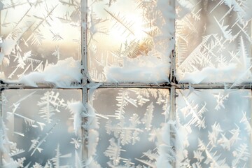Frosty windowpane texture on a soft transparent white surface, adding a touch of wintry nostalgia