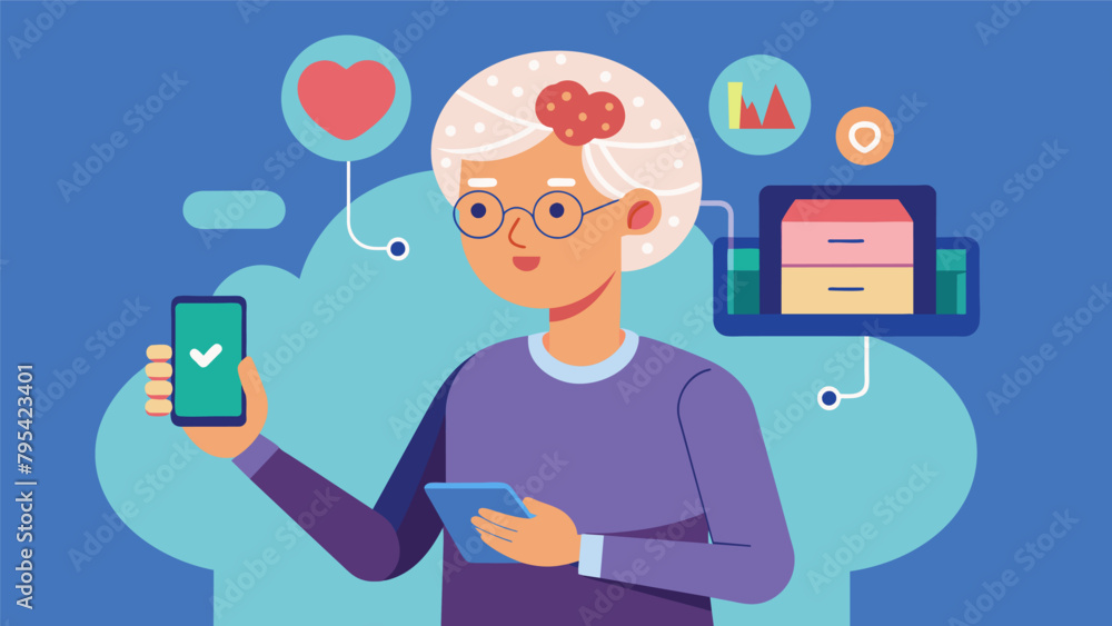 Poster an older adult using a convenient handheld device to track their neurological health and receive per