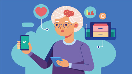 An older adult using a convenient handheld device to track their neurological health and receive personalized recommendations for brain exercises..